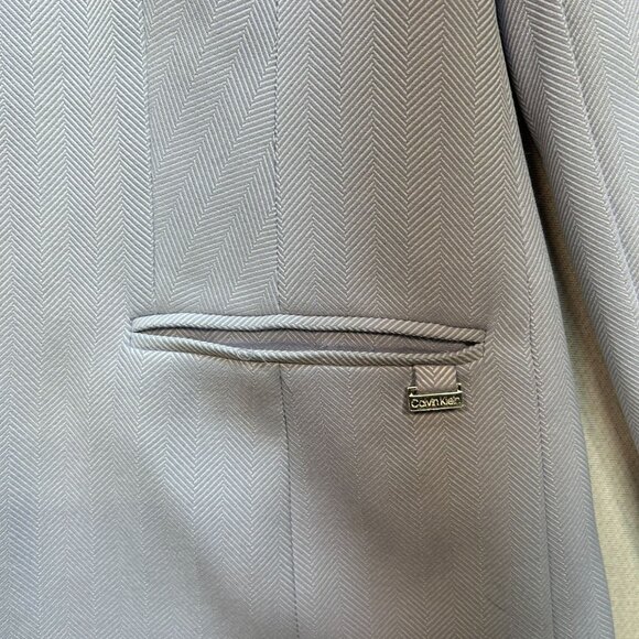 Calvin Klein Women's Open Front Pleated Blazer Long Sleeve Size 4 Light Blue - Picture 10 of 14